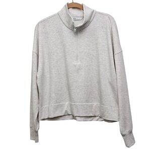 DSG So Soft 1/2 Zip Pullover Women Size M Bone White Heather Fleece Relaxed Fit